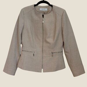 Tahari Arthur S. Levine Womens Beige Tan Modern Blazer Jacket Size 10